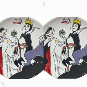 Disney Villains Hand Painted Collector Plates- Set Of 2